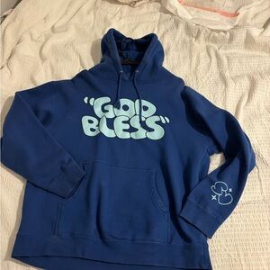 Blue 'God Bless' Graphic Hoodie